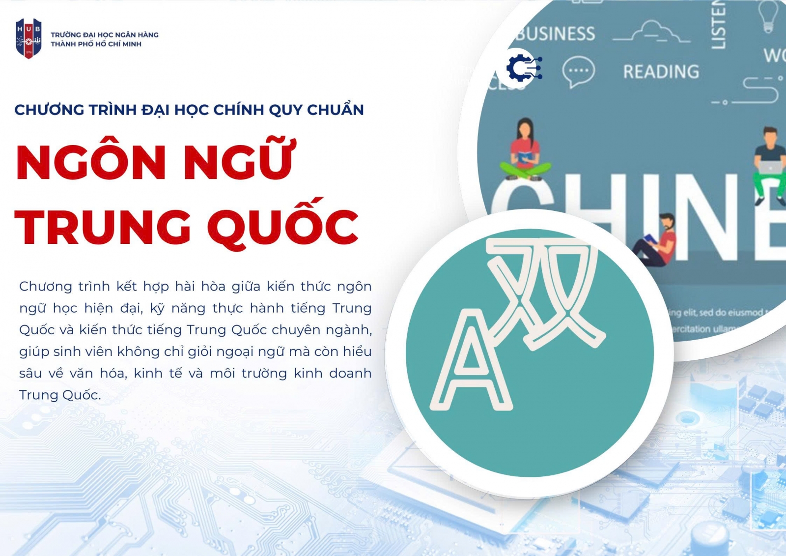 Ngành Ngôn ngữ Trung Quốc (CTĐT Tiếng Trung Quốc thương mại) tại HUB